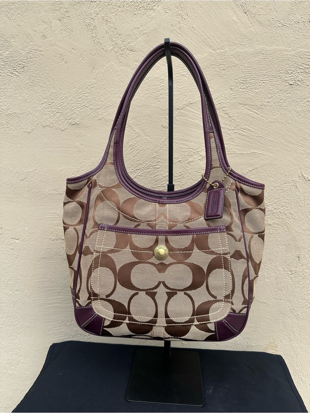 🔮Coach Ergo Signature Canvas Tote with Purple Trim 11292 🔮